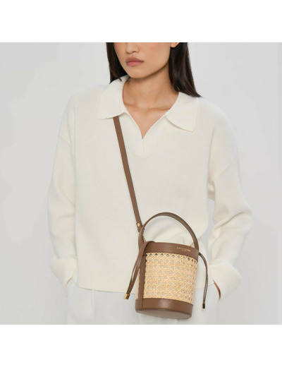 Lancaster Cannage Rotin Mini Sac Seau 480-110 Marron