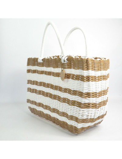 Le Voyage en Panier Luxidou Medium Cabas Blanc Doré