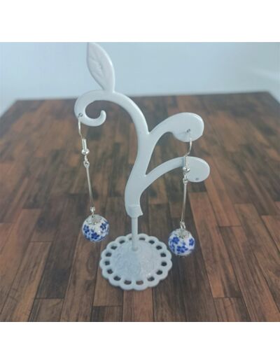 Boucles d'oreilles acier inoxydable bleu