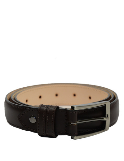 Berthille Ceinture Bombée Homme Cuir Doublé Ajustable Marron