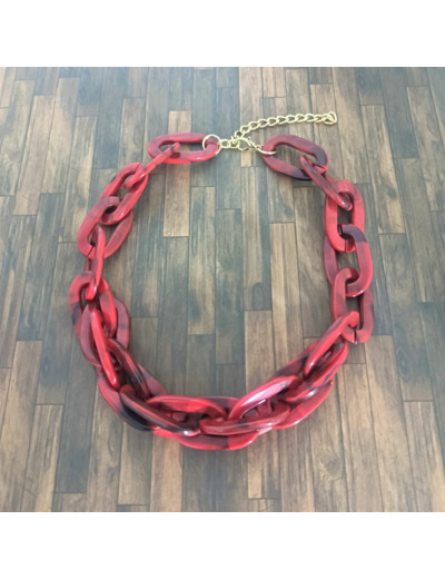 Collier gros maillons rouge