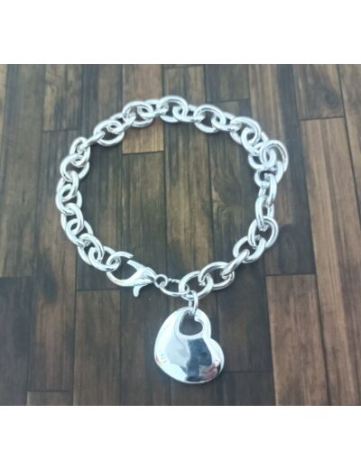 Bracelet chaîne cœur en argent