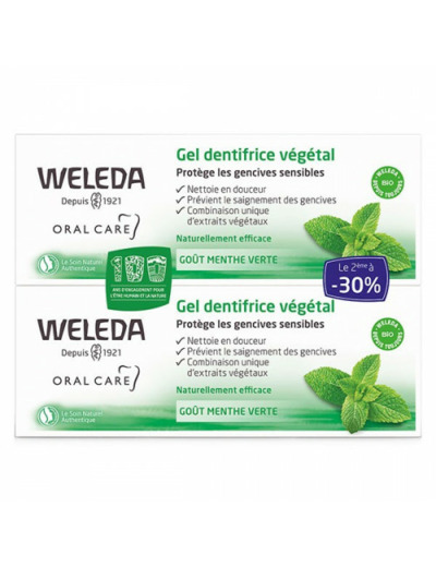 Gel Dentifrice Vegetal 2x75ml Goût menthe verte Weleda