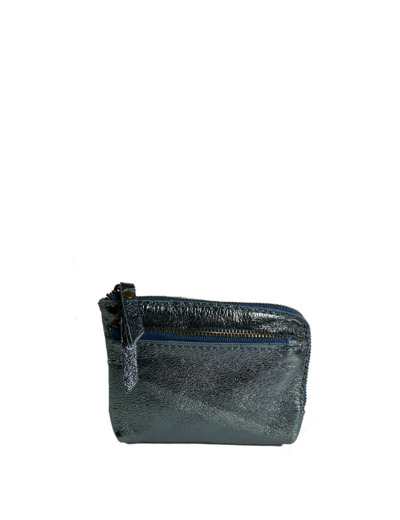 Farfouillette Petit Porte-Monnaie En Cuir Effet Froissé Brillant Jean