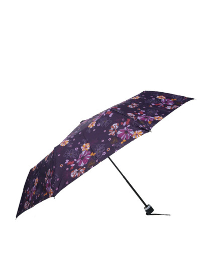 Isotoner Parapluie Femme Pliant Manuel Fleurs Aubergine