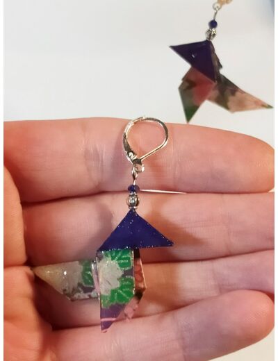 B.O. origami  cocotte violet-vert/argenté