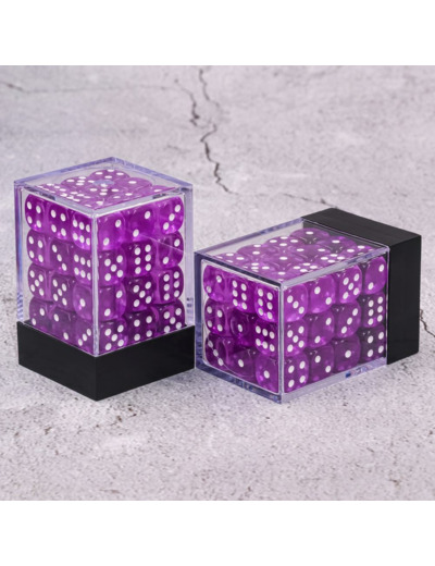 Lot de 36 dés 6 faces - Violet transparent