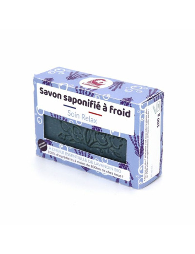 Savon solide artisanal saponifié à froid Soin Relax 100g A l'huile essentielle de Lavandin Bio Lamazuna