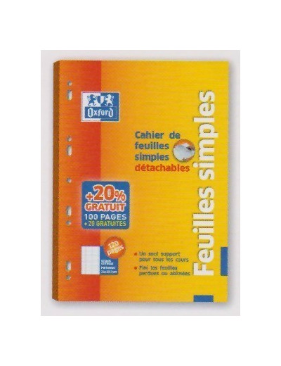 Cahier de feuillets mobiles 21x29.7 - Séyès - 100+20 - Perforés