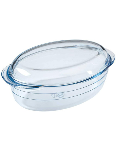Ô cuisine 7541467 cocotte Ovale en Verre Borosilicate 3L, Silicone, Transparent, 3 litres