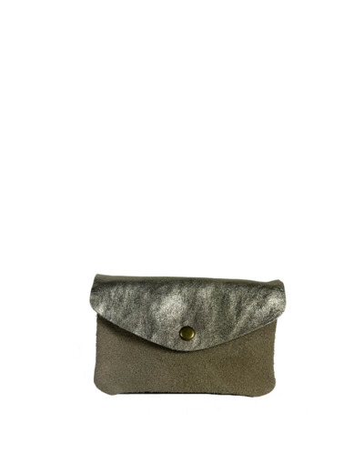 Farfouillette Grand Porte-Monnaie En Daim Naturel / Doré