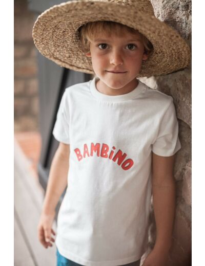 T-shirt Bambino Auguste blanc jersey coton bio