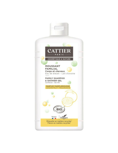 Moussant Familial Corps Et Cheveux Bio 500ml Gel Douche Cattier
