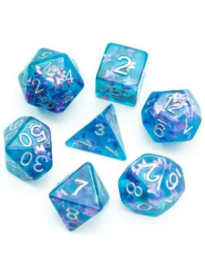 Lot de 7 dés résine gamme Insert - en boite - Papillon