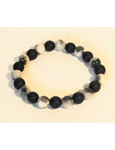 Bracelet agate noire/jade