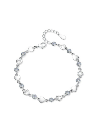 Bracelet en argent cœurs zircon 2