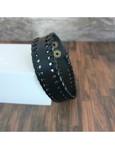 Bracelet cuir homme noir 4