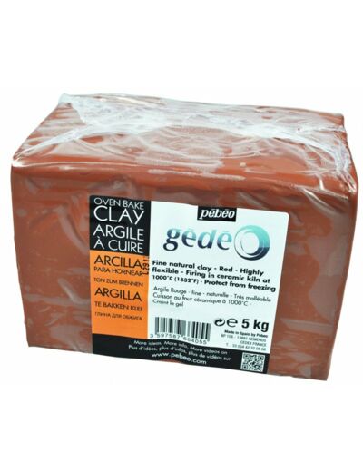 Loisirs créatif Pebeo, GÉDÉO ARGILE A CUIRE ROUGE PAIN 5 KG