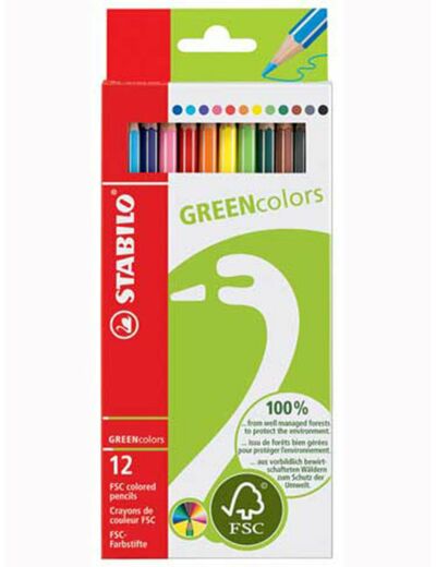 Crayons de couleur GREENcolor - Etui de 12