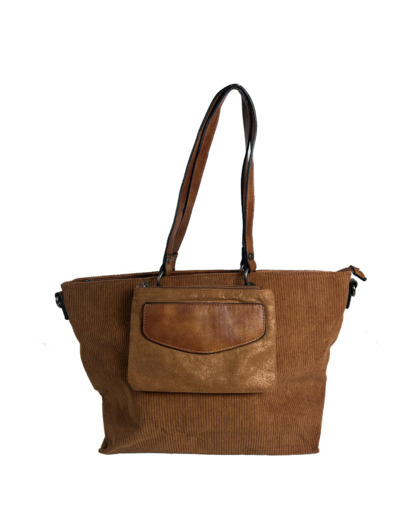 Farfouillette Velours Sac Shopping Avec Pochette En Velours Camel
