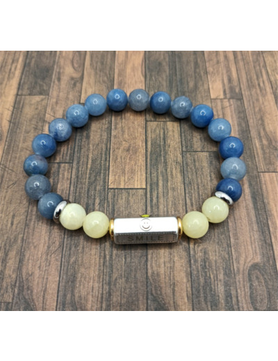 Bracelet "Happy / Smile" Aventurine bleu/Jade jaune"