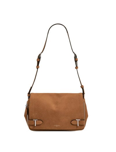 Le Tanneur Simone Petit Sac Bandoulière Cuir Nubuck Grainé Tan