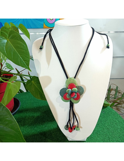 Collier Rosa bleu-rose en ivoire végétal