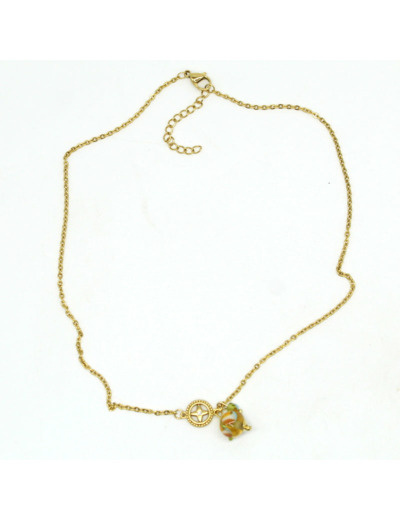 Collier ras de cou intercalaire cristal perle Murano Salvia