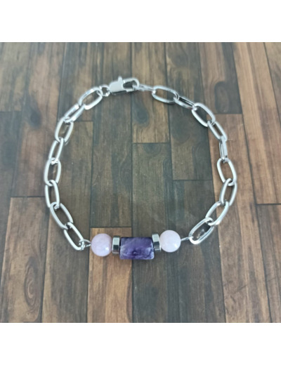 Bracelet chaîne Améthyste/Kunzite