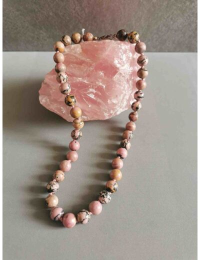 Collier Rhodonite perles 10mm 45cm