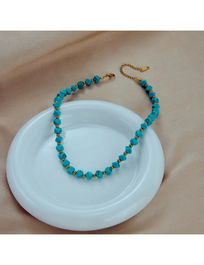 Collier turquoise/doré