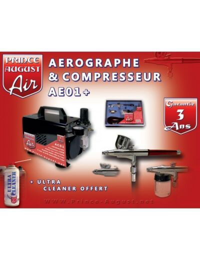 AE01+ Ensemble Aérographe Compresseur + Ultra Cleaner