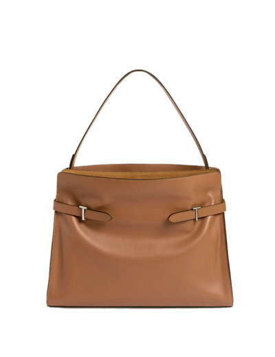 Le Tanneur Emie Sac Porté Epaule Maxi Cuir Lisse Et Nubuck Tan