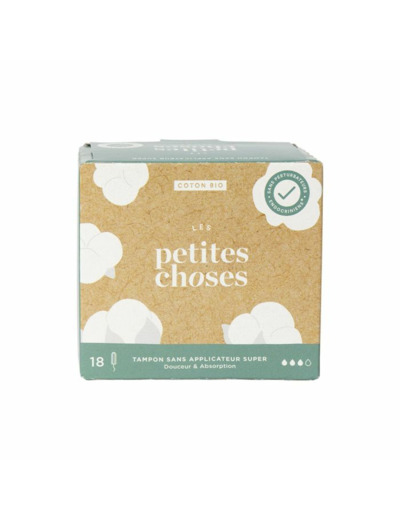 Tampons Flux Super Sans Applicateurs Coton Bio Boîte de 18 Les Petites Choses