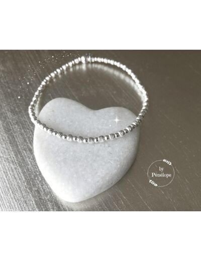 Bracelet perles striées 2,5 mm en argent 925ème