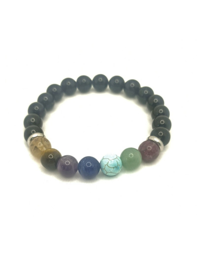 Bracelet 7 chakras/tourmaline noire