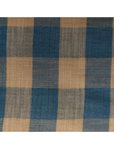 Tissu coton mousseline - Vichy Sand & Blue Katia