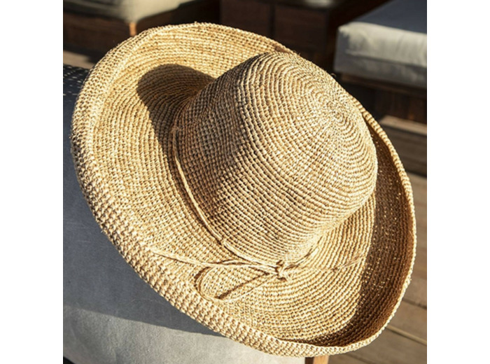 L'Atelier Du Crochet Chapeau Raphia Bord Roulé Ecru