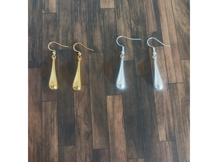 Boucles d'oreilles gouttes doré ou argenté