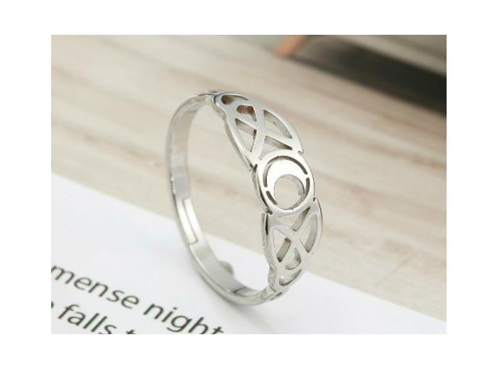 Bague argenté en forme de lune en acier inoxydable