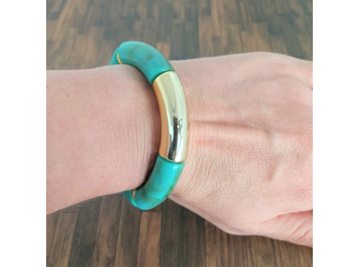 Bracelet tube turquoise doré 36mm