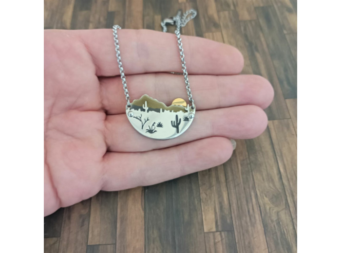 Pendentif désert 3 couleurs en acier inoxydable