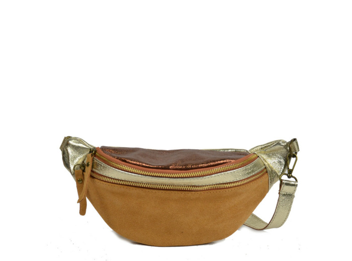 Farfouillette Sac Banane Cuir Camel