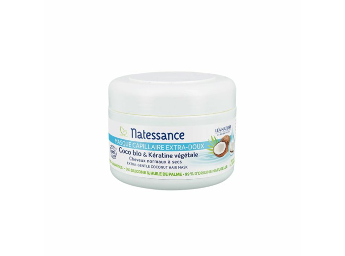 Masque capillaire extra-doux - Coco Bio & Kératine végétale 200ml Natessance