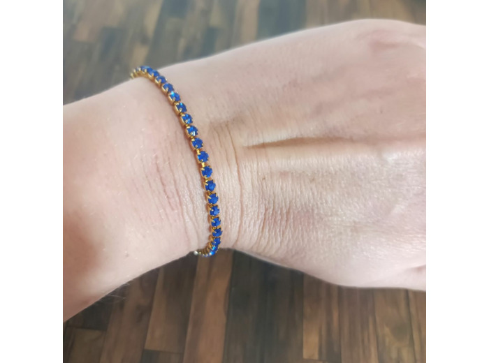 Bracelet strass doré-bleu