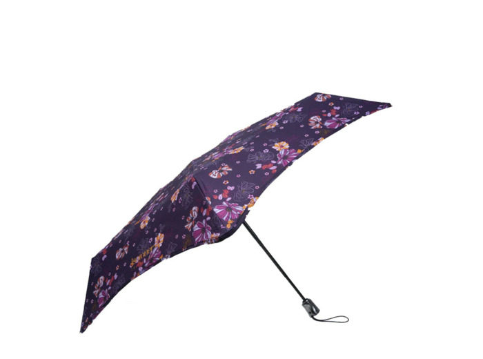 Isotoner Parapluie Pliant X-TRA Solide Auto Fleurs Aubergine