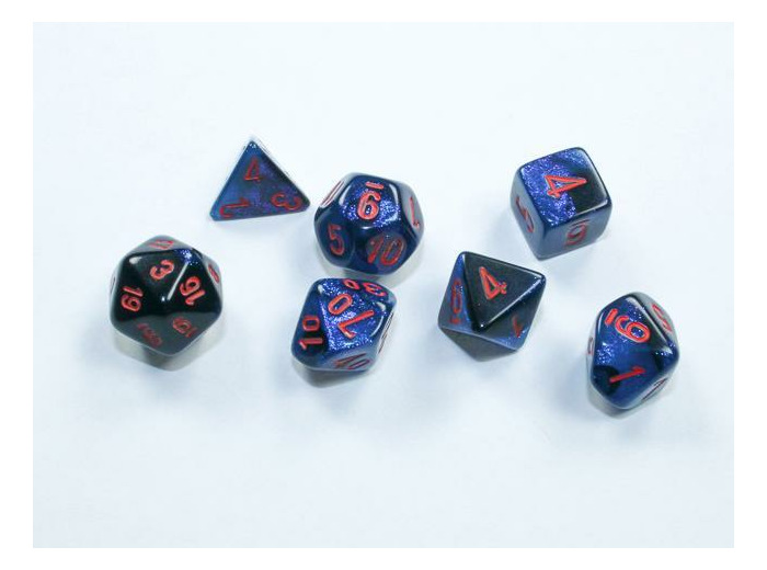 Chessex - 7 dés Gemini® Mini-Polyhedral Black-Starlight™/red