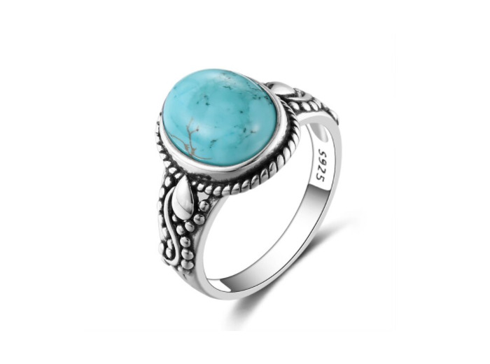 Bague ronde turquoise en argent