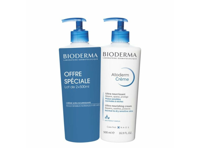 Crème Ultra-Nourrissante 2x500ml Atoderm Peaux Sensibles et Sèches Bioderma