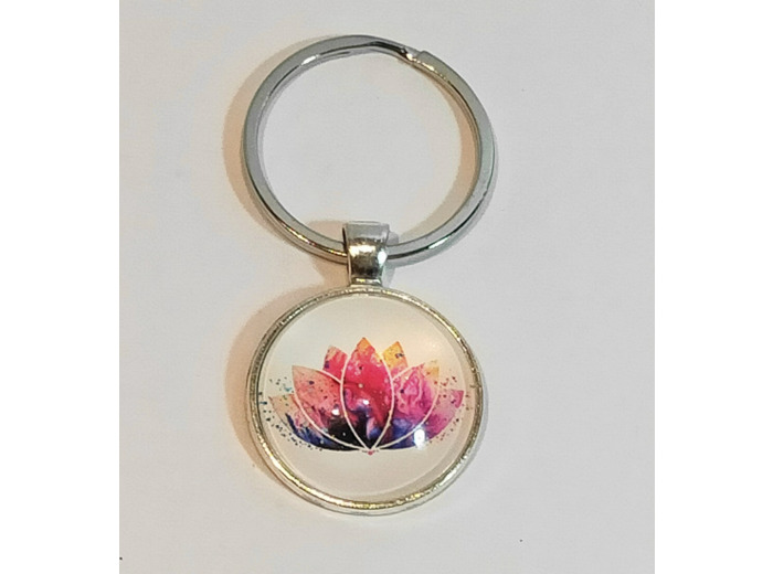 Porte-clés lotus tons rose/violet
